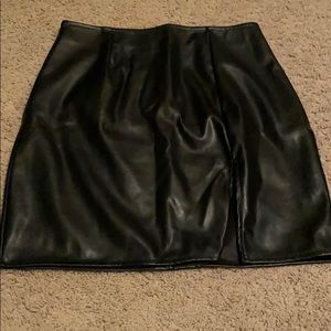 Black faux leather skirt